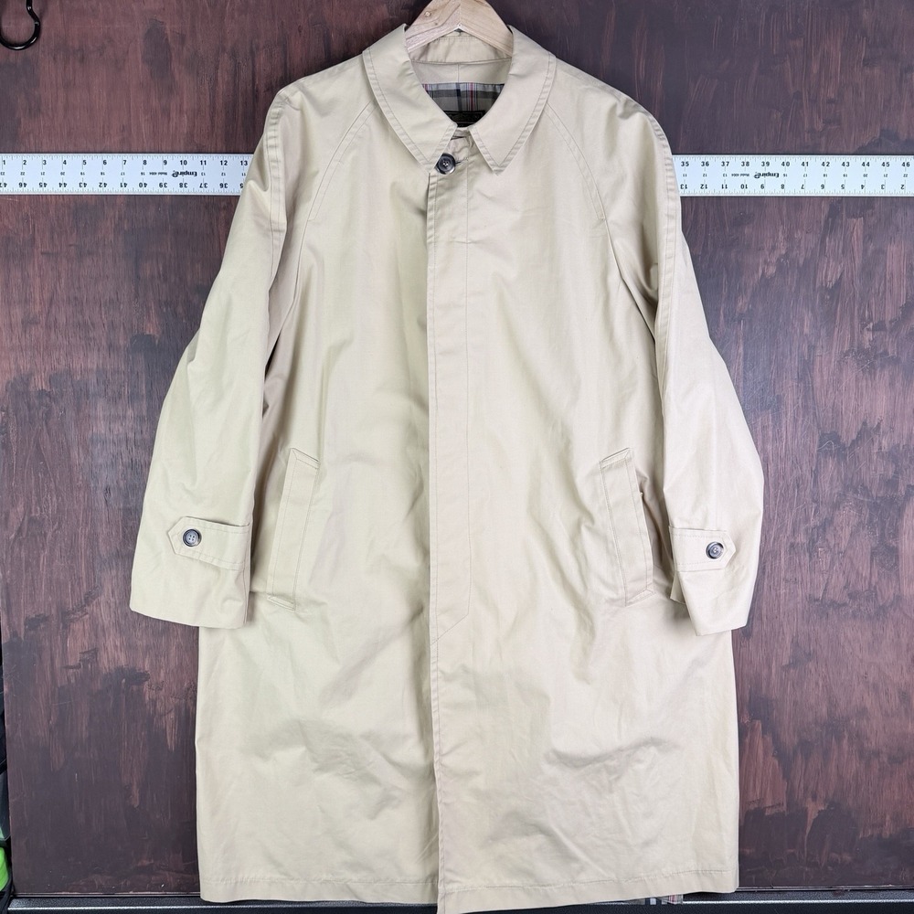 Eddie Bauer Lord Forecaster Trench Coat Duster Beige Men's XL USA Made Vintageโ